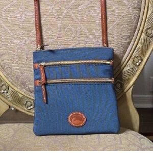 Dooney & Bourke Blue and Brown Crossbody Bag EUC